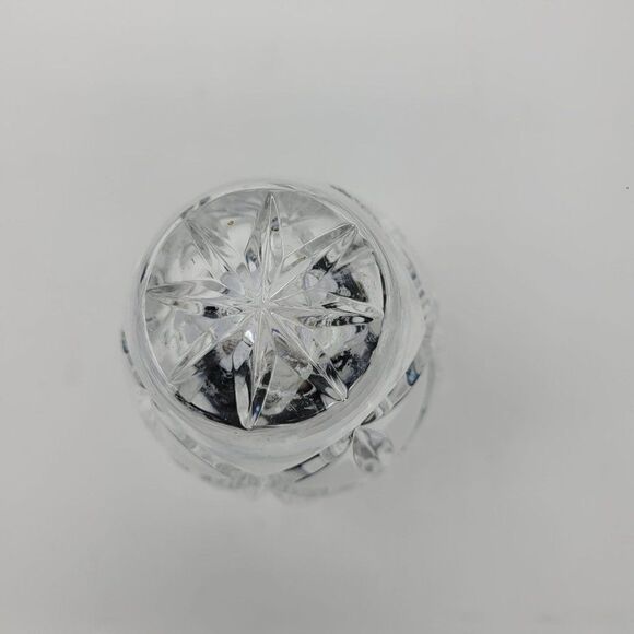 Vintage Carved Crystal Vase 6" Diamond Star Sparkle Narrow Oval Flower Vase - Picture 4 of 10